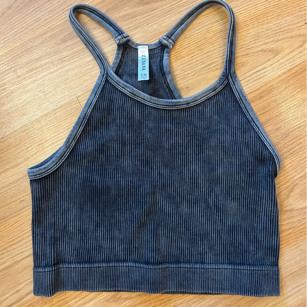 Zenana Outfitters Charcoal Ribbed Tank Top
